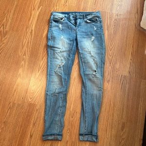 VS Denim Mid Rose Skinny, Stonewashed, Distressed Size 6